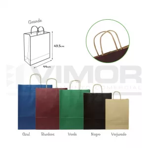BOLSA ASA RETORCIDA KRAFT G-44+15x49.5 -120G (en caja de 200uds)