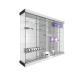 CONJUNTO 2 VITRINAS 1234 + 1 VITRINA 1233 CON TECHO MADERA Y FOCOS