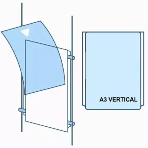 PORTACARTEL DIN A3 VERTICAL PARA CABLE TRANSPARENTE DIN A3