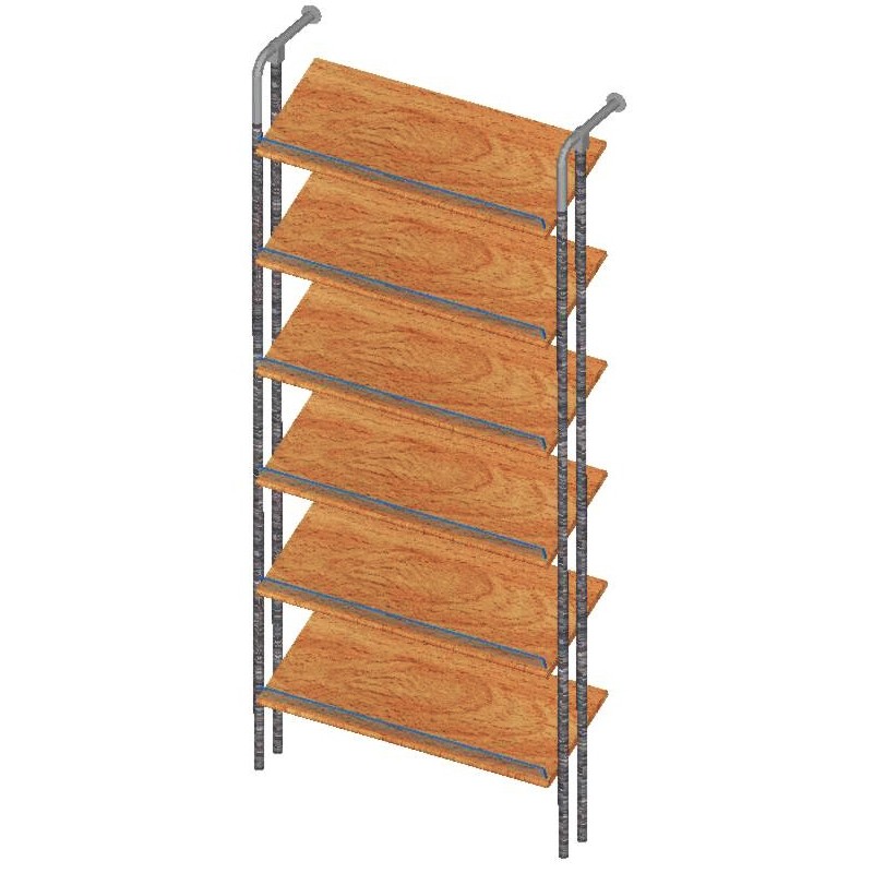 MODULO DOBLE TUBO 25mm CODO 6 ESTANTES INCLINSDOS