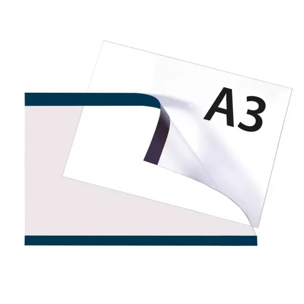 PORTACARTEL PLÁSTICO HORIZONTAL CON IMÁN DINA3 (en paquete 5uds)