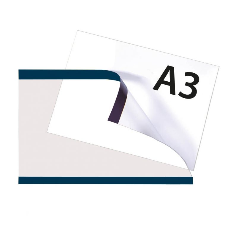 PORTACARTEL PLÁSTICO HORIZONTAL CON IMÁN DINA3 (en paquete 5uds)