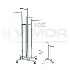 EXPOSITOR CUADRADO 4 BRAZOS RECTOS 40cm