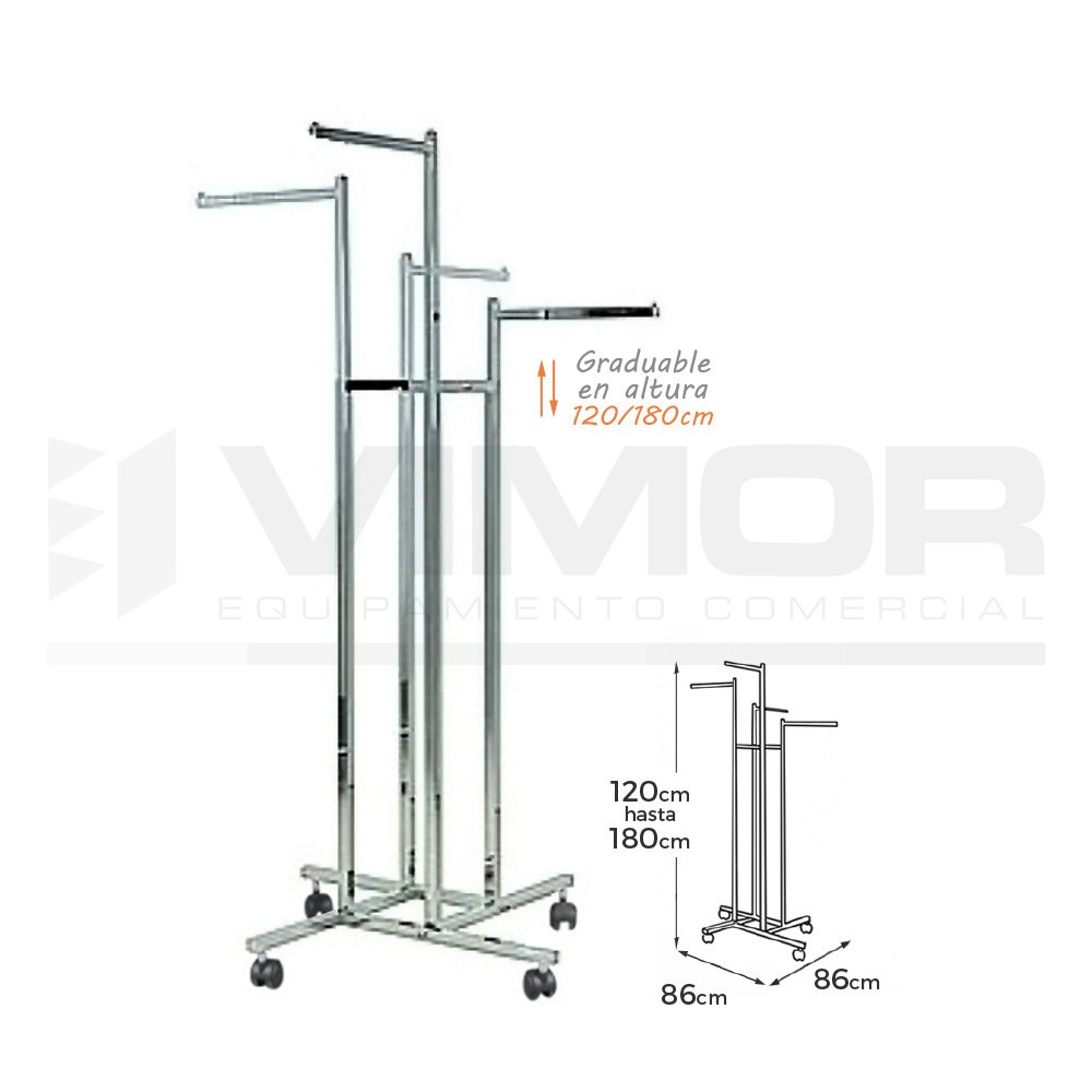 EXPOSITOR CUADRADO 4 BRAZOS RECTOS 40cm