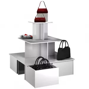 GÓNDOLA IBIZA 2 CANTO PVC CON CAJONES EN BLANCO