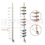 EXPOSITOR aluminio a pared 12 GAFAS 75mm ENTRE GAFAS (alto total 106cm)