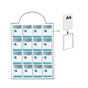 PORTACARTELES 16 sobres -A4 Vertical TRANSPARENTE A-170cm B-101cm