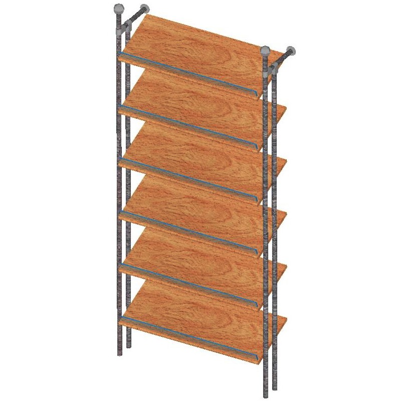 MODULO 6 ESTANTES MADERA INCLINADOS TUBO 25mm