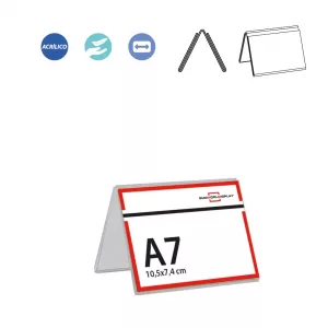 PORTACARTEL TARJETA DOBLE A7 10X7.5 cm (en paquete de 10 uds)