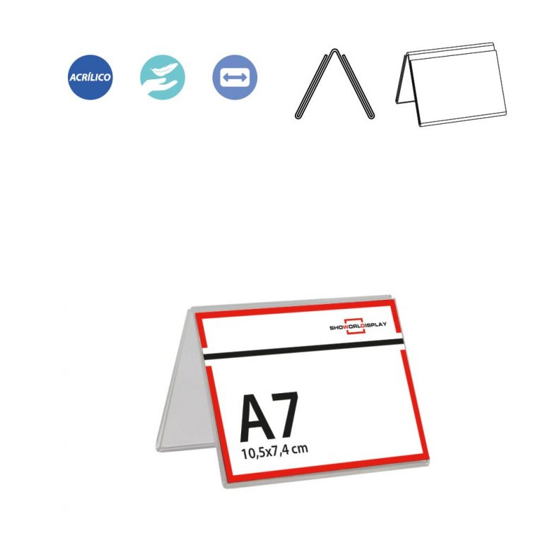 PORTACARTEL TARJETA DOBLE A7 10X7.5 cm (en paquete de 10 uds)