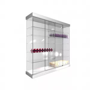 CONJUNTO 2 VITRINA 1234 CON TECHO MADERA Y FOCOS