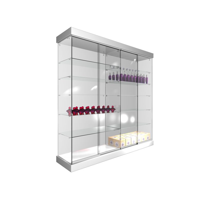 CONJUNTO 2 VITRINA 1234 CON TECHO MADERA Y FOCOS