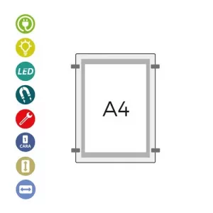 PORTACARTEL LED MAGNETICO "SIST.CABLE" A4 VERTICAL 12V-6,7w