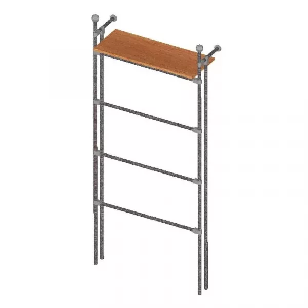 MODULO 4 BARRAS COLGADORAS Y 1 ESTANTE MADERA TUBO 25mm