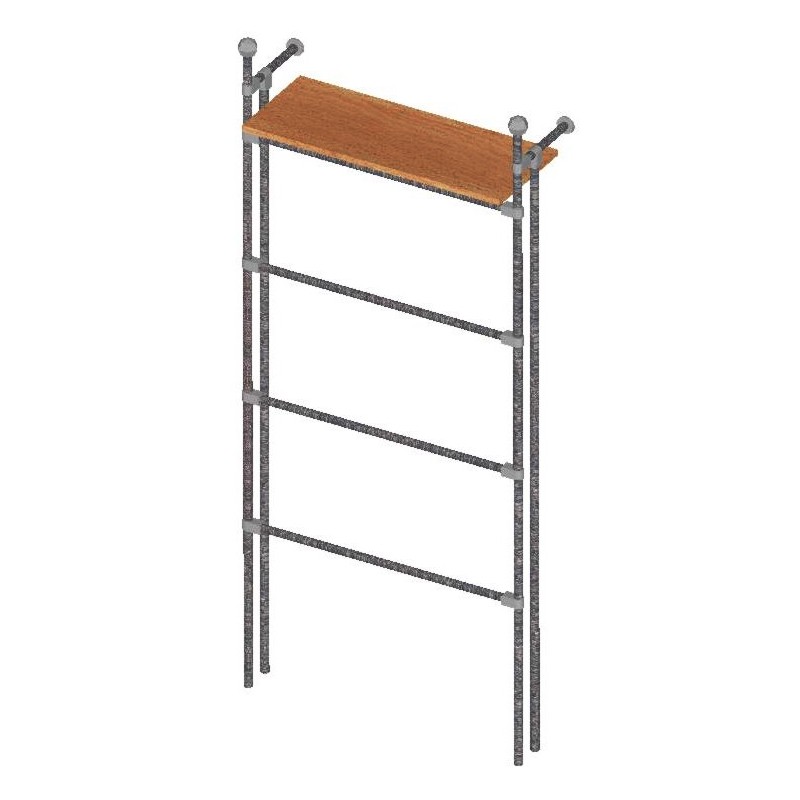 MODULO 4 BARRAS COLGADORAS Y 1 ESTANTE MADERA TUBO 25mm