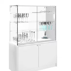 VITRINA CRISTAL TEMPLADO 3 ESTANTES Y BUCH DE 2 PUERTAS