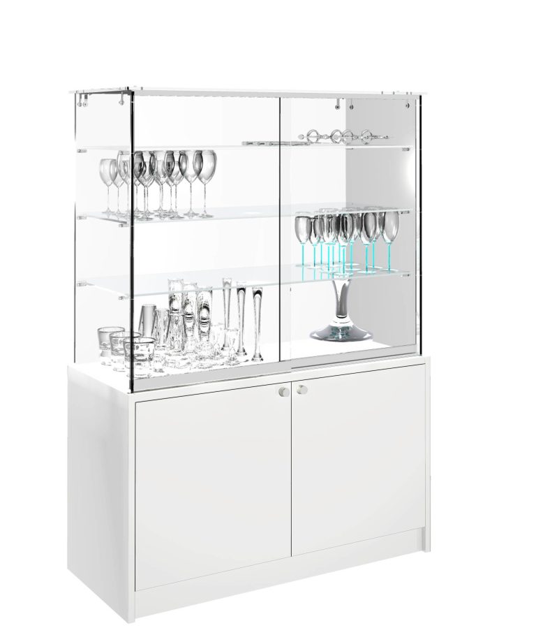 VITRINA CRISTAL TEMPLADO 3 ESTANTES Y BUCH DE 2 PUERTAS