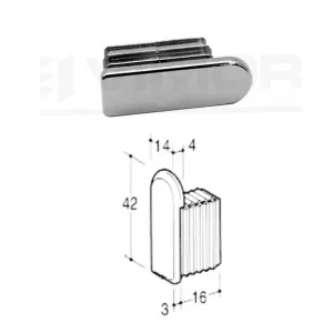 Tapón para tubo rectangular 32x14 con tope - cromado
