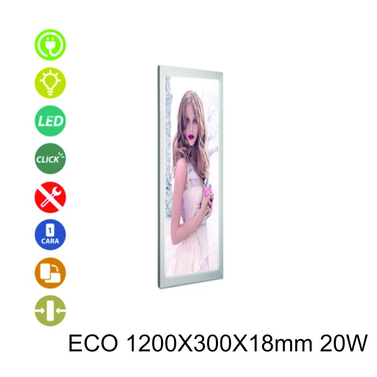 PORTACARTELed APERTURA MAGNETIC eco 1200X300X18mm 20W