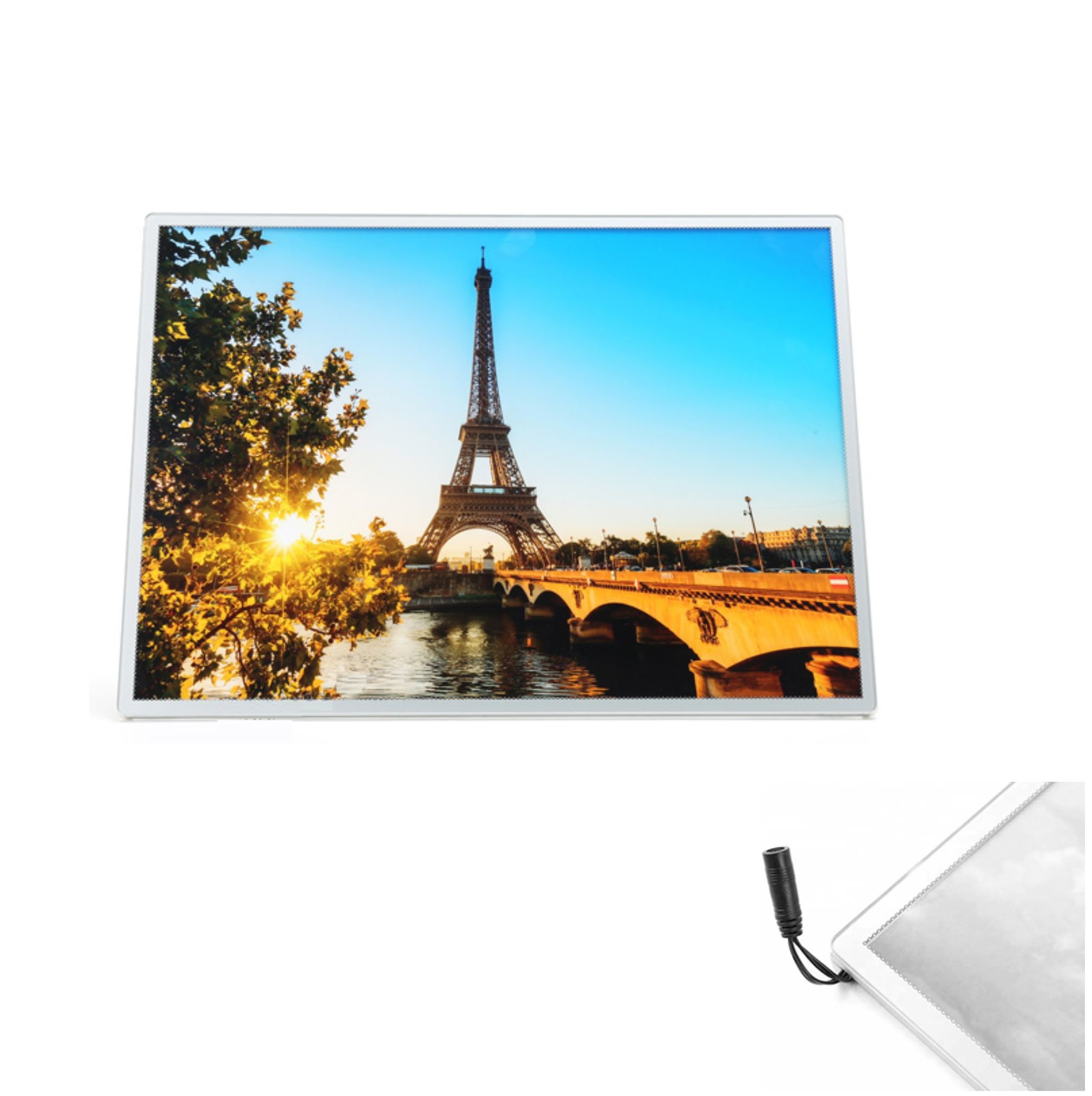 PORTACARTEL LED SOBRE A1 CON ENGANCHES A PARED