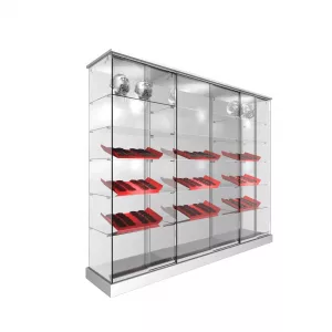 CONJUNTO 2 VITRINAS 1233+ 1 VITRINA 1234 CON TECHO MADERA