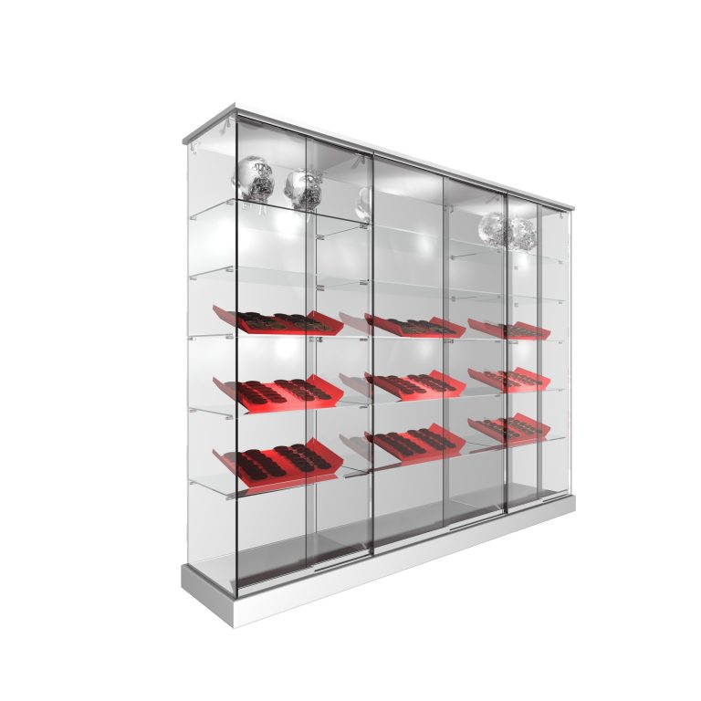 CONJUNTO 2 VITRINAS 1233+ 1 VITRINA 1234 CON TECHO MADERA