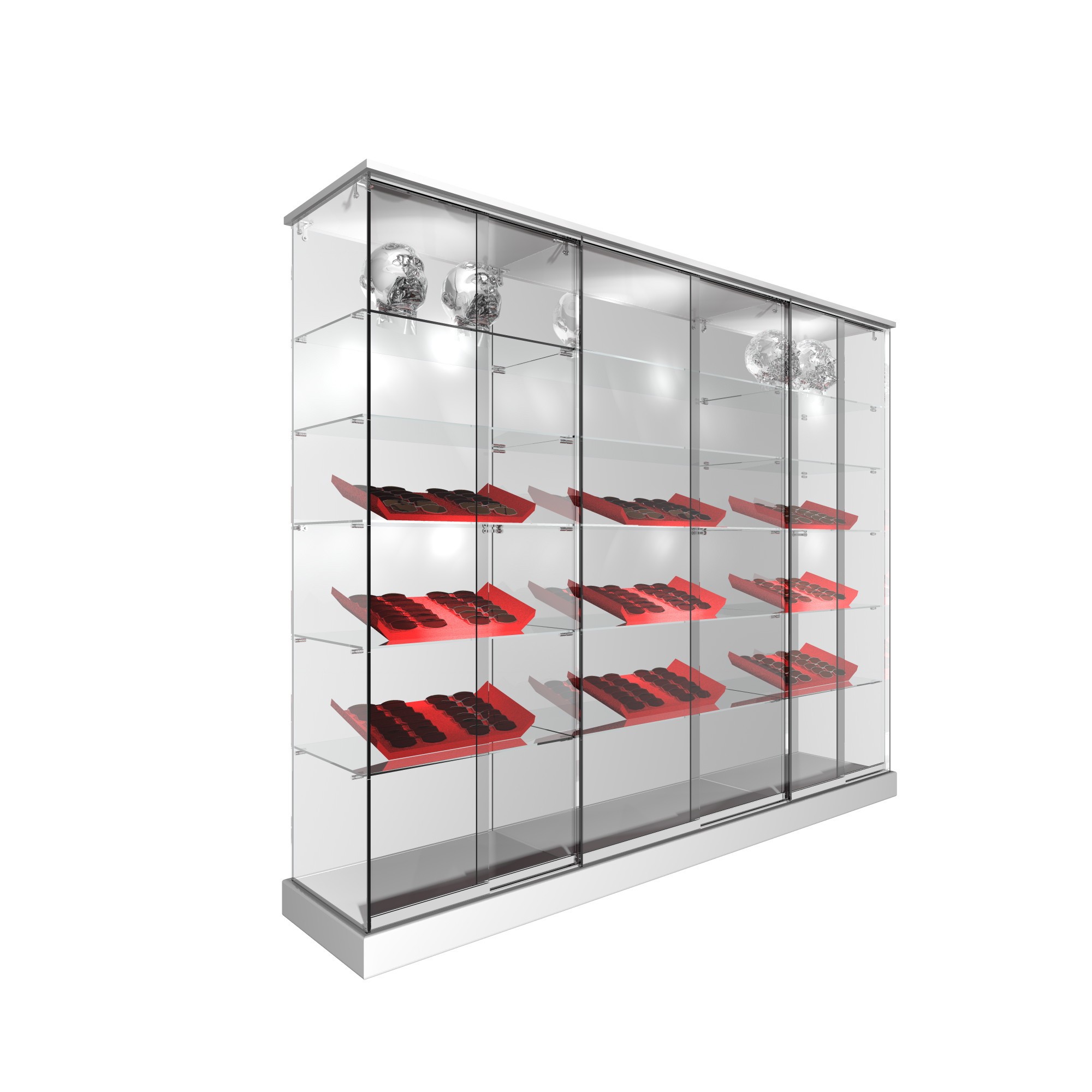 CONJUNTO 2 VITRINAS 1233+ 1 VITRINA 1234 CON TECHO MADERA