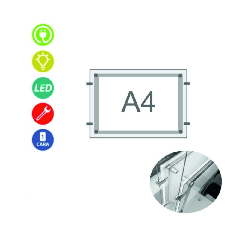 PORTACARTEL LED "ECO" A4 HORIZONTAL CON 4 SUJECIONES 12V-6,7w