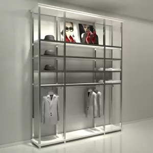 MURAL FLORENCIA 3 MODULOS 60-120-60 COMBINANDO ESTANTES Y BARRA CONFECCION