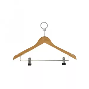 PERCHA MADERA HOTEL CON PINZAS 45cm