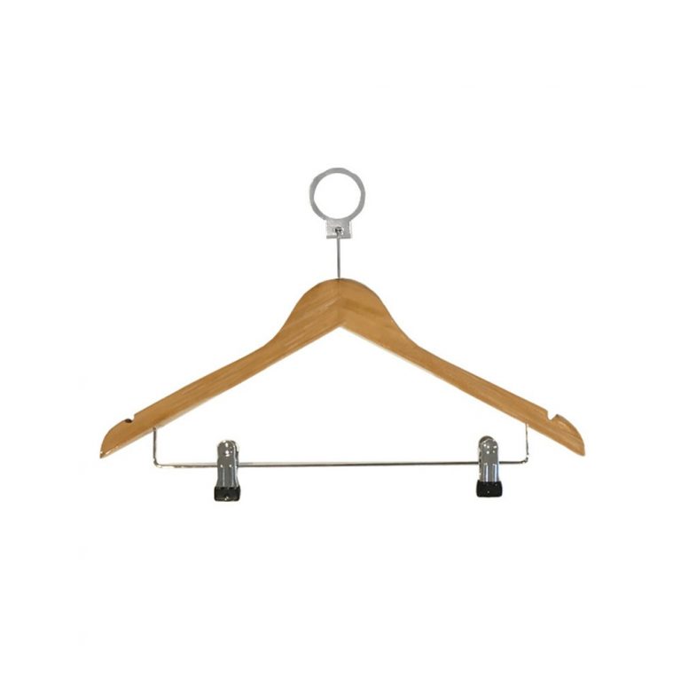 PERCHA MADERA HOTEL CON PINZAS 45cm