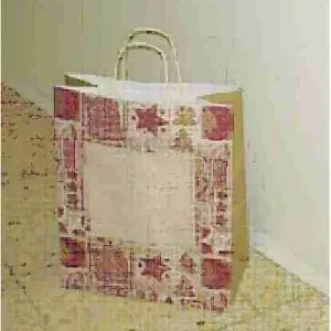 BOLSA DE PAPEL ASA RETORCIDA NAVIDAD 32+15X40