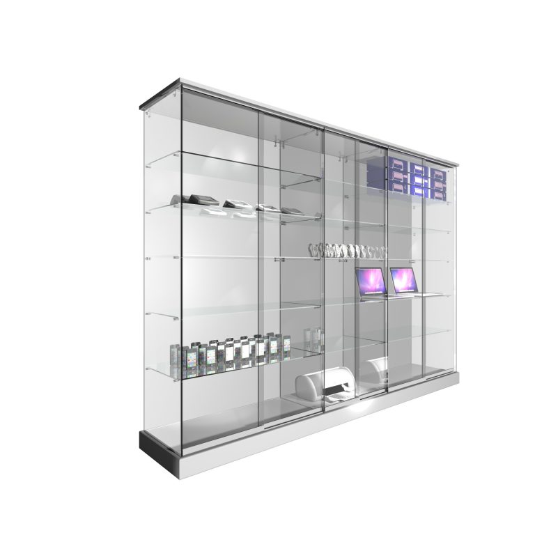 CONJUNTO 2 VITRINAS 1234 + 1 VITRINAS 1233 CON TECHO MADERA