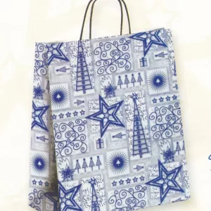 BOLSA DE PAPEL ASA RETORCIDA ESTRELLA 32+13X42.5