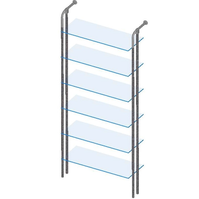 MODULO DOBLE TUBO 25mm CODO 6 ESTANTES CRISTAL