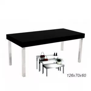 Mesa góndola cromo y encimera regruesada 126 aglom.+formica 70cm 60cm 126cm