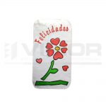 500 ETIQUETAS ADHESIVAS "FELICIDADES" C/FLOR