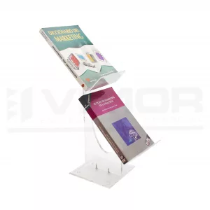 Soporte policarbonato 2 bolsos/libros transparente
