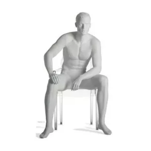 MANIQUI CABALLERO SENTADO CON CABEZA PELO ESCULPIDO IVORY