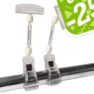 PORTAPRECIOS PINZA TUBO/SUJECCION CARTEL 15cm (en pack de 5uds)