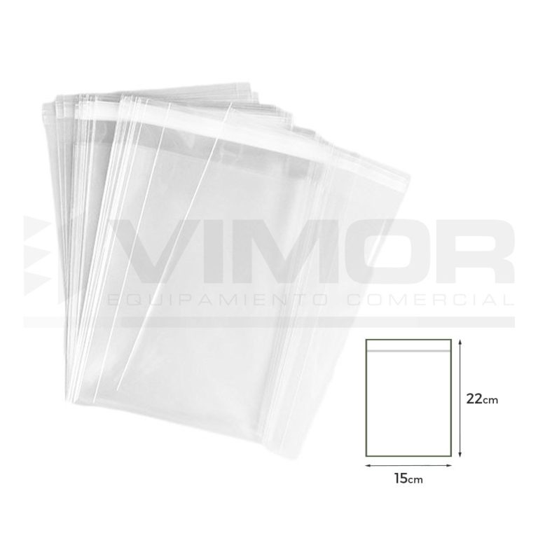 100 BOLSAS CELOFÁN CON CIERRE ADHESIVO 15x22 G160