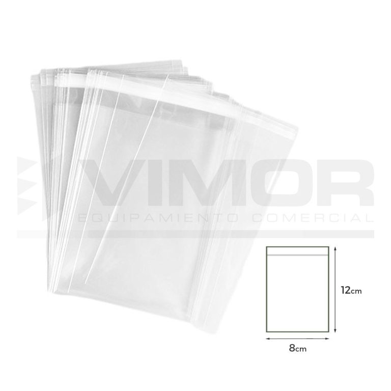 100 BOLSAS CELOFÁN CON CIERRE ADHESIVO 8X12 G160