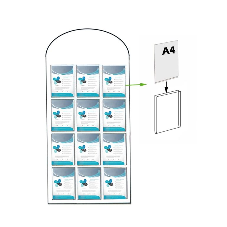 PORTACARTELES 12 sobres -A4 Vertical TRANSPARENTE A-177cm B-78cm