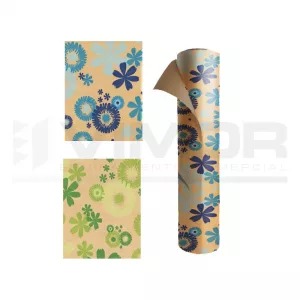 BOBINA PAPEL KRAFT FLORES +-200m 62cm