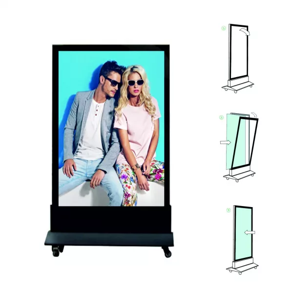 PORTACARTEL LED MAGNETICO 2/CARAS CON FUENTE 800x1450 mm