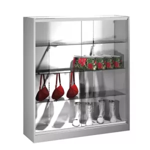 MODELO GONDOLA VITRINA ARUBA 124cm FONDO LISO CON CREMALLERAS