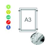 PORTACARTEL LED "ECO" A3 VERTICAL CON 4 SUJECIONES 12V-9,6w