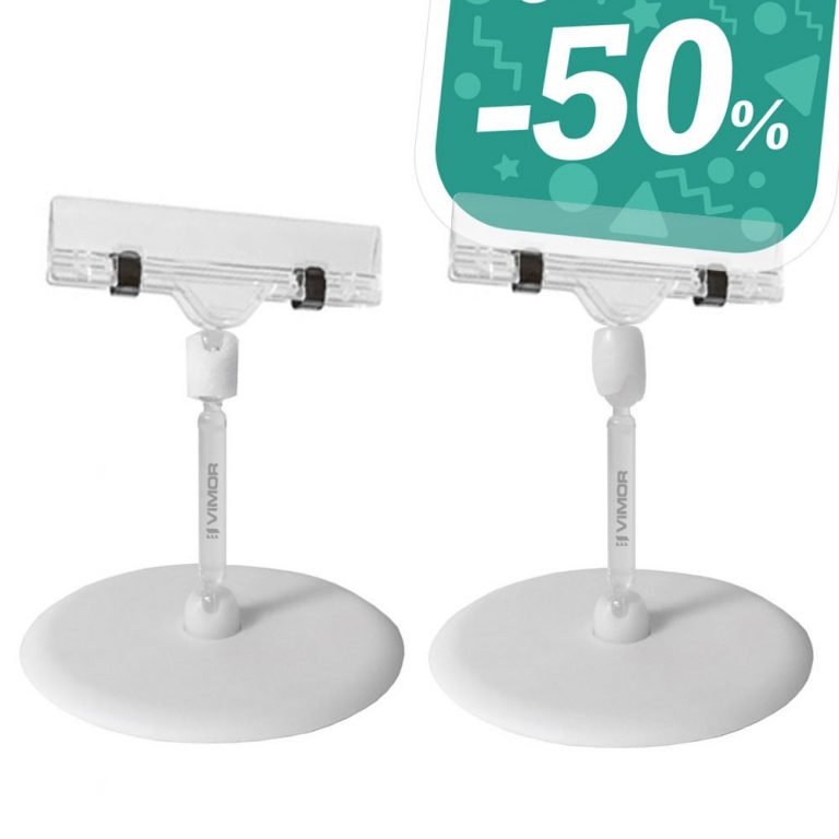 PORTAPRECIOS PINZA ANCHA/BASE ADHESIVA 11cm. (en paquete de 5uds)