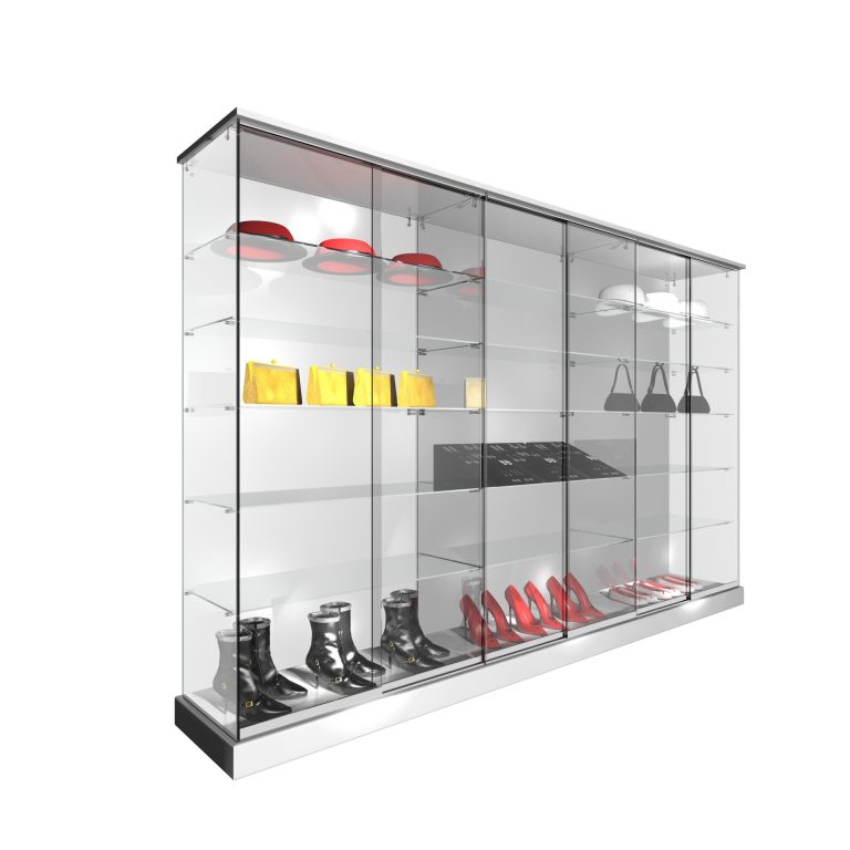 CONJUNTO 3 VITRINAS 1234 CON TECHO MADERA