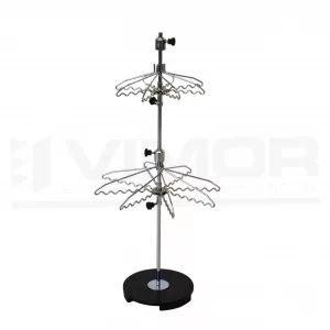 EXPOSITOR COLLARES ANTIROBO 2 PISOS, 8 BRAZOS C/PISO CROMADO